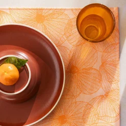 Yves Delorme Set de table A la Carte Fleurs Papillons enduit- Sets De Table